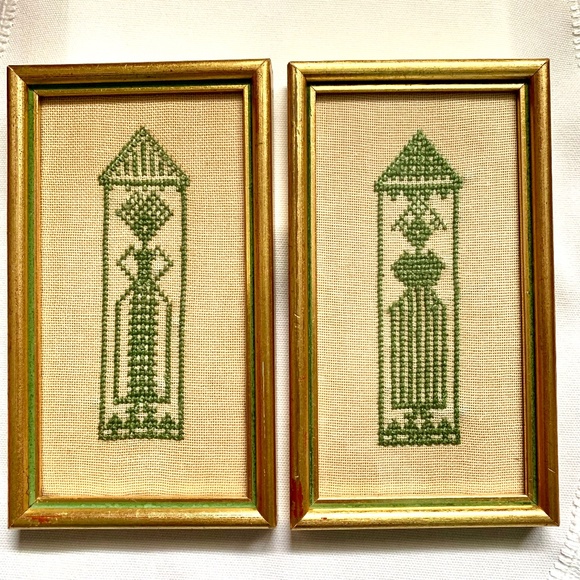 Vintage Needlepoint Pictures set of 2 - Picture 1 of 8